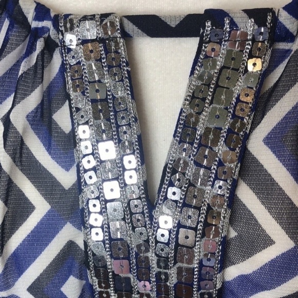 INC International Concepts Blue and White Patterned Top